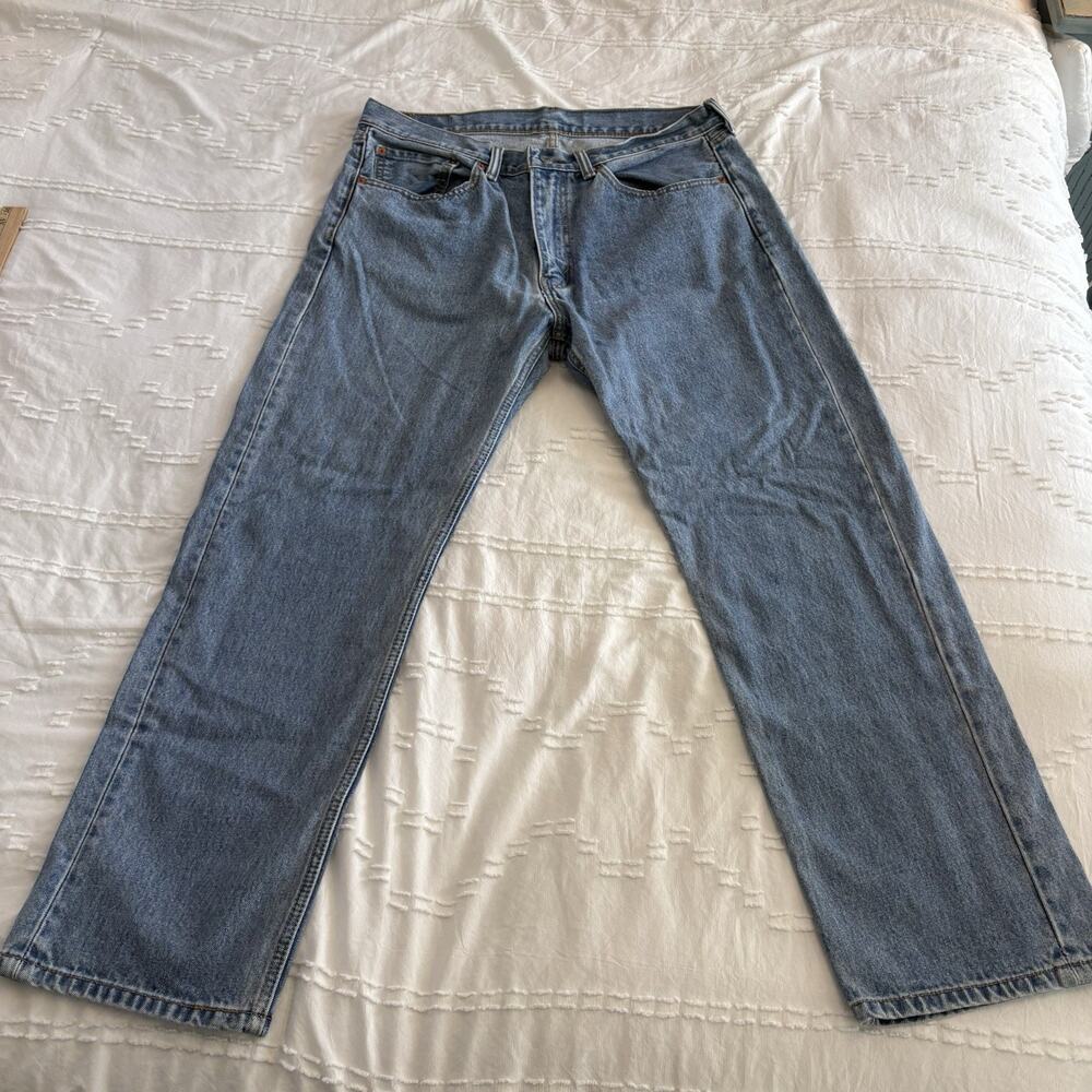 Levi’s 505 Men’s Straight Leg Jeans Light Wash Blue Denim W36 L30 Western Work